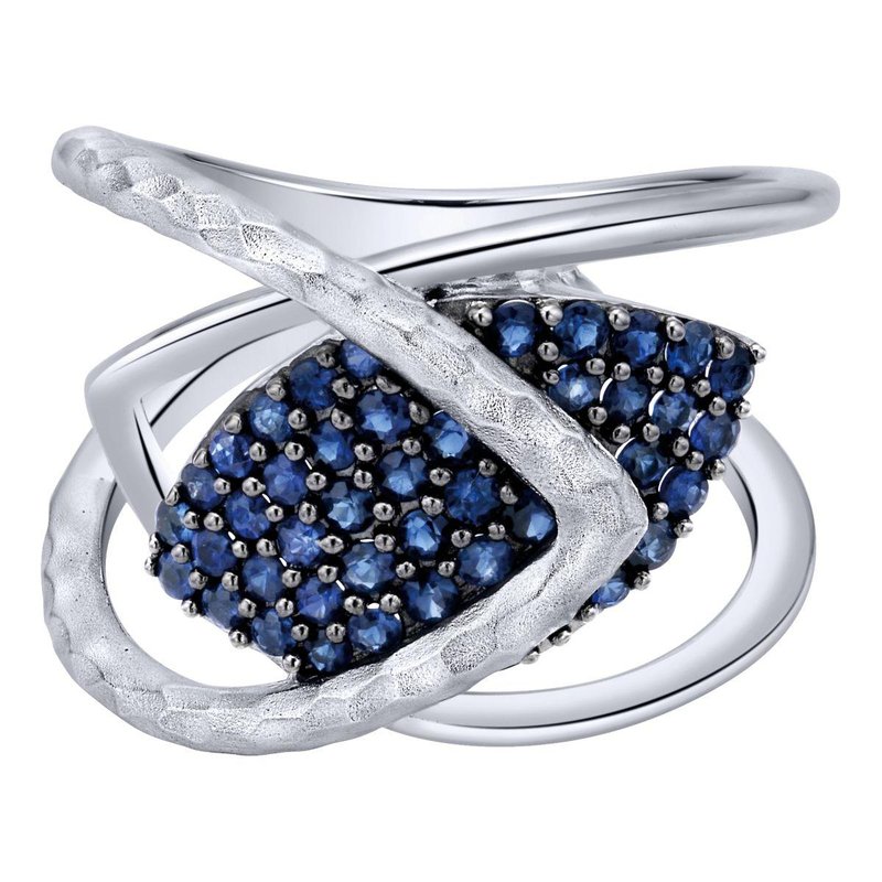 画材 Sapphire Genuine Fine Marquise-Cut Blue & White Lab-Created Sapphire Ring Sterling