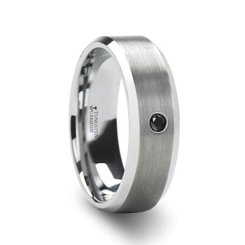 Thorsten LYSANDRA Black Diamond Brushed Tungsten Wedding Band with Polished Beveled Edges - 6mm & 8mm Thorsten LYSANDRA Black Diamond Brushed Tungsten Wedding Band with Polished Beveled Edges - 6mm & 8mm