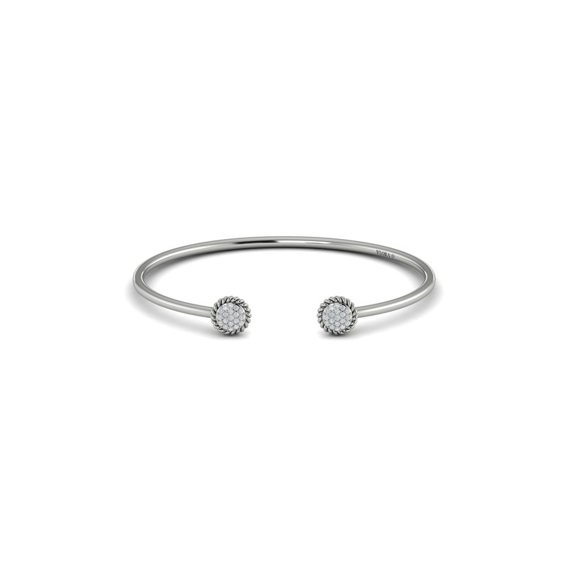 Vlora Double Round Shaped Diamond Pavé Open Bangle VBB61276