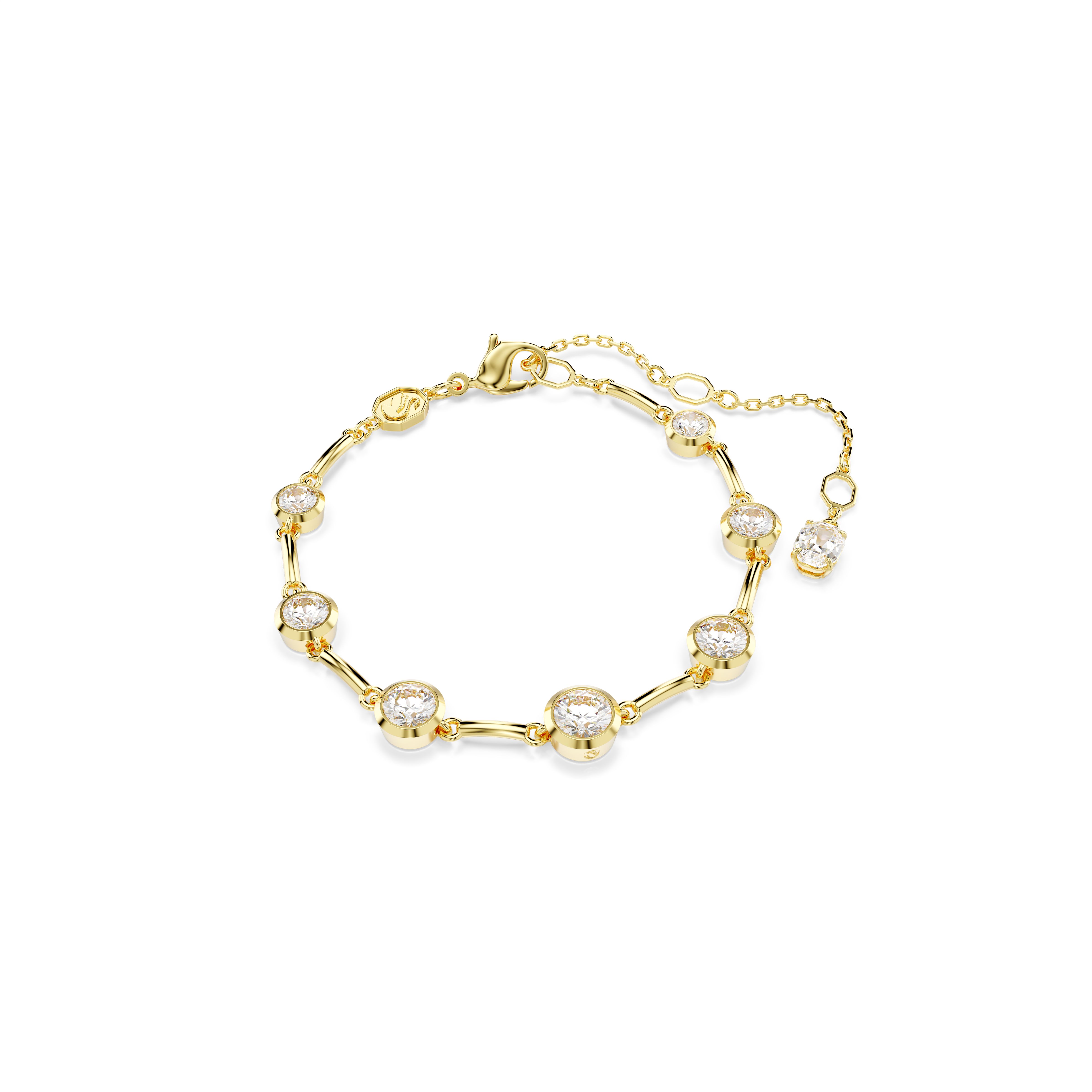 Swarovski Imber Tennis bracelet, Mixed round cuts, White, Gold