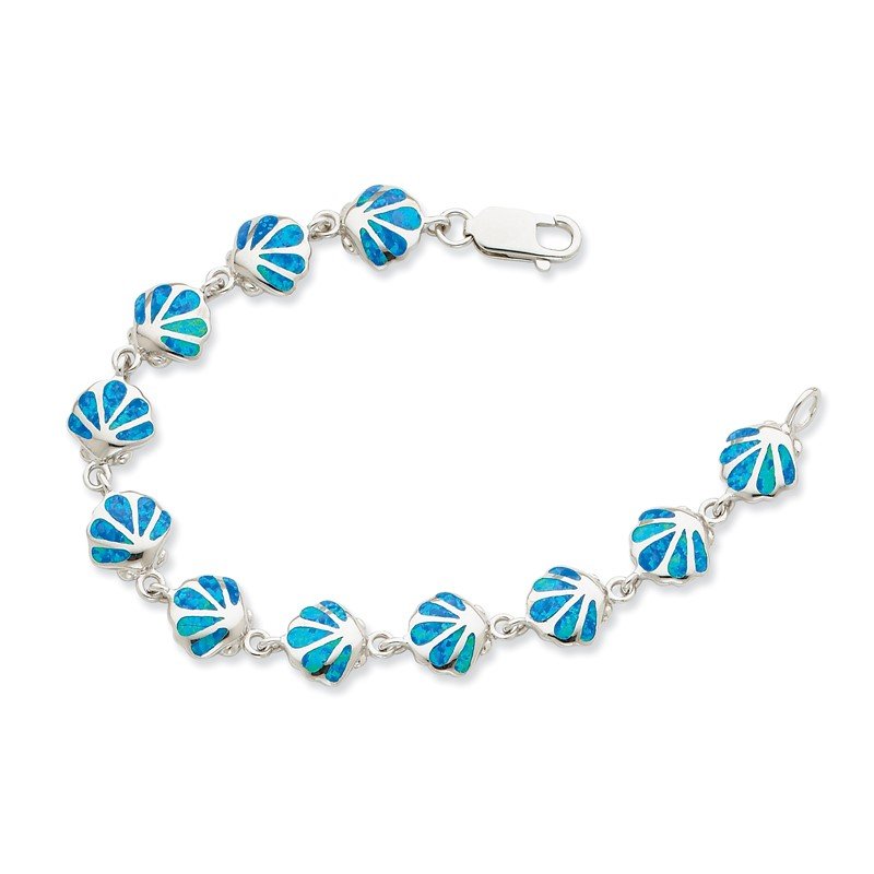 Sterling Silver Inlaid Opal & White Shell outlet Bracelet