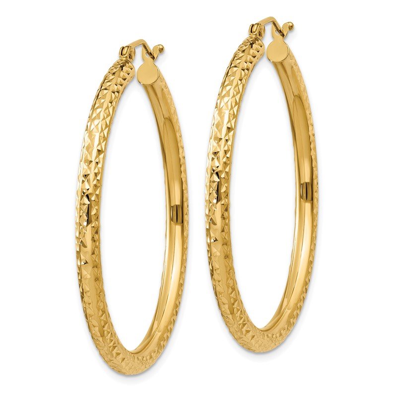 14k outlet Yellow Gold Diamond Cut Round Hoop Earrings 26mm x 3mm Brand New