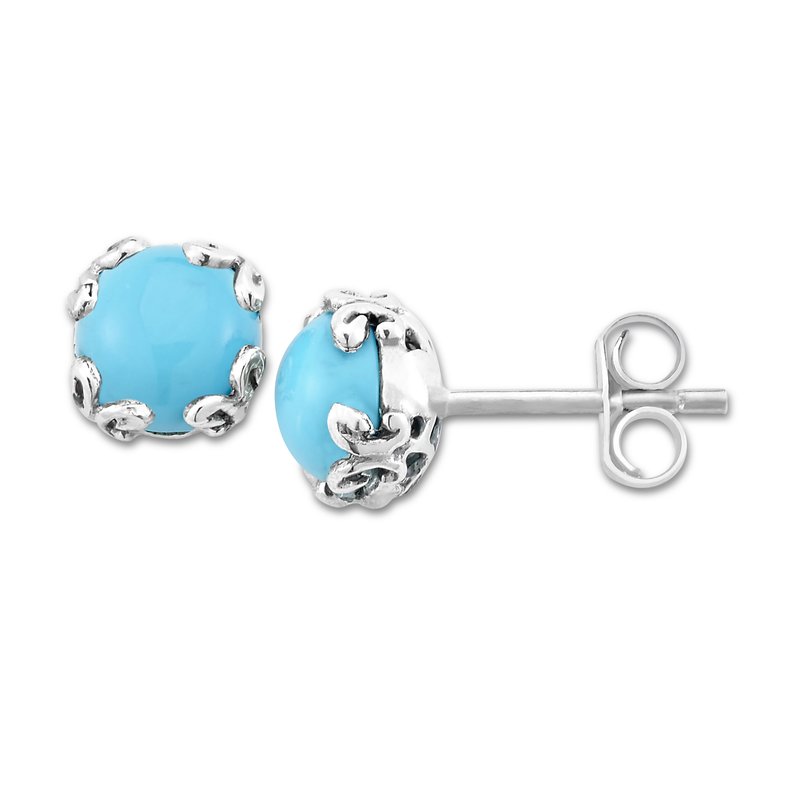 Samuel B STERLING SILVER 7MM ROUND SLEEPING BEAUTY TURQUOISE STUDS
