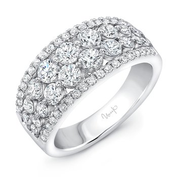 プラチナ Uneek Frivolite 4-Row Diamond Band with Pave Edges LVBW077W