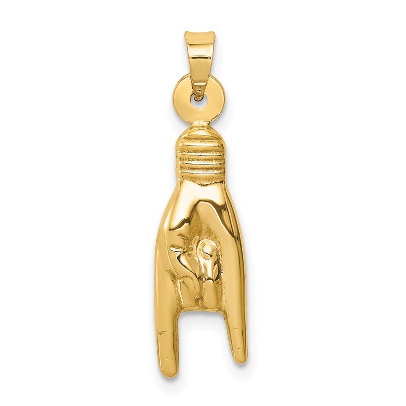 Quality Gold 14K 3D Hollow Rock On Sign Charm K6393 - Fali