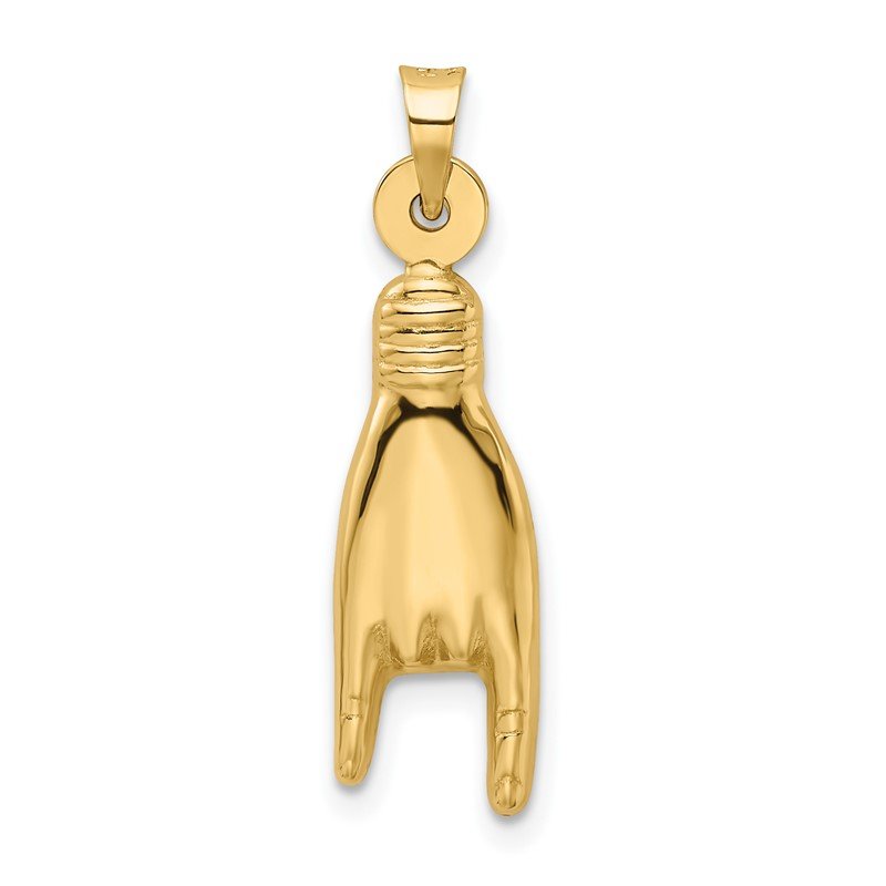 Quality Gold 14K 3D Hollow Rock On Sign Charm K6393 - Fali