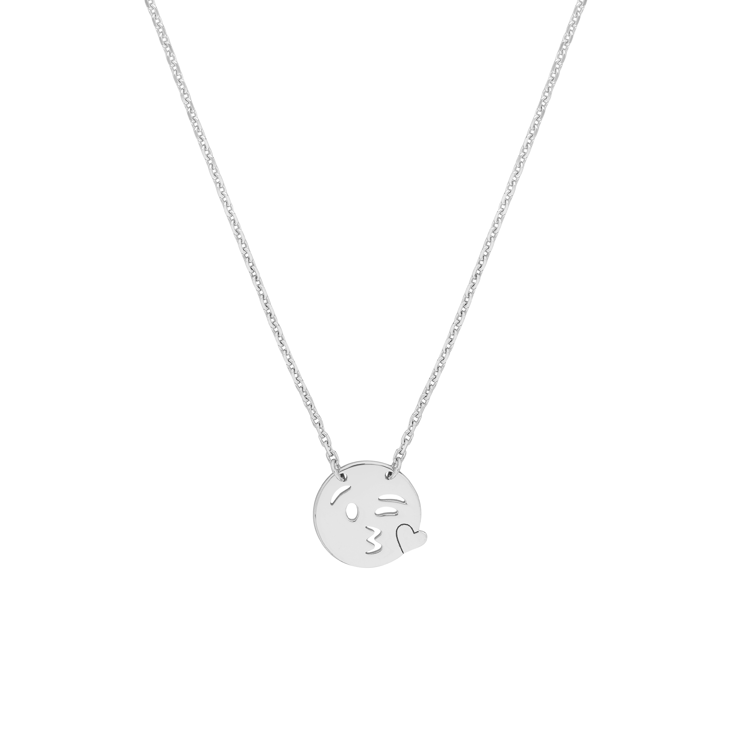 Midas Chain Sterling Silver Emoji Blowing a Kiss Adjustable