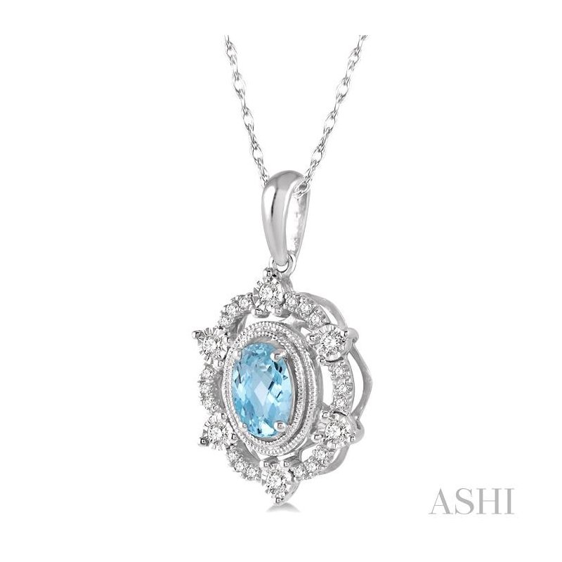 ASHI Oval Shape Gemstone & Diamond Pendant 61258WJTSPDAQWG