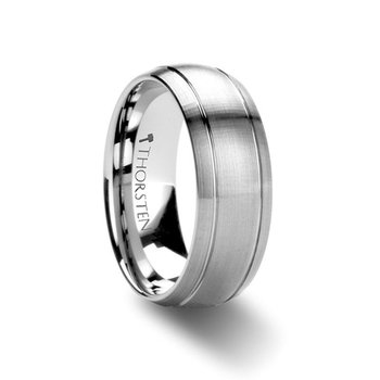 Thorsten MAGNUS Domed Brush Finished Tungsten Carbide Ring with Dual Grooves - 6mm & 8mm Thorsten MAGNUS Domed Brush Finished Tungsten Carbide Ring with Dual Grooves - 6mm & 8mm