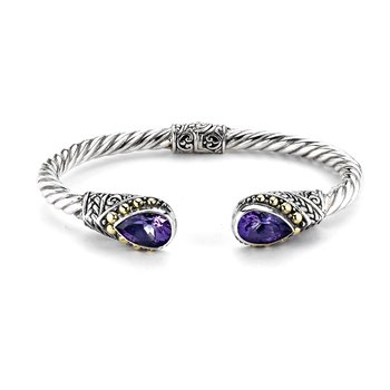 Samuel B STERLING SILVER/18K BUTTERFLY TWISTED CABLE BANGLE W