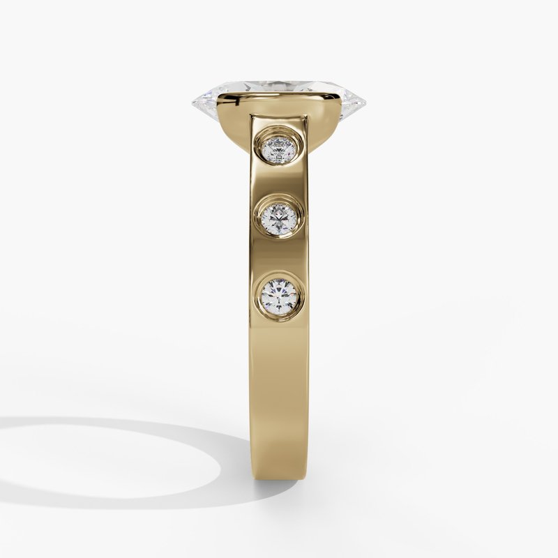 Half Bezel Engagement Ring With Flush Set Diamond Shank R15715