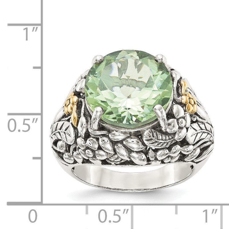 Shey Couture Sterling Silver with 14K Accent Antiqued Round Green