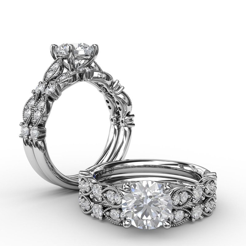 Fana Classic Diamond Engagement Ring with Detailed Milgrain Band