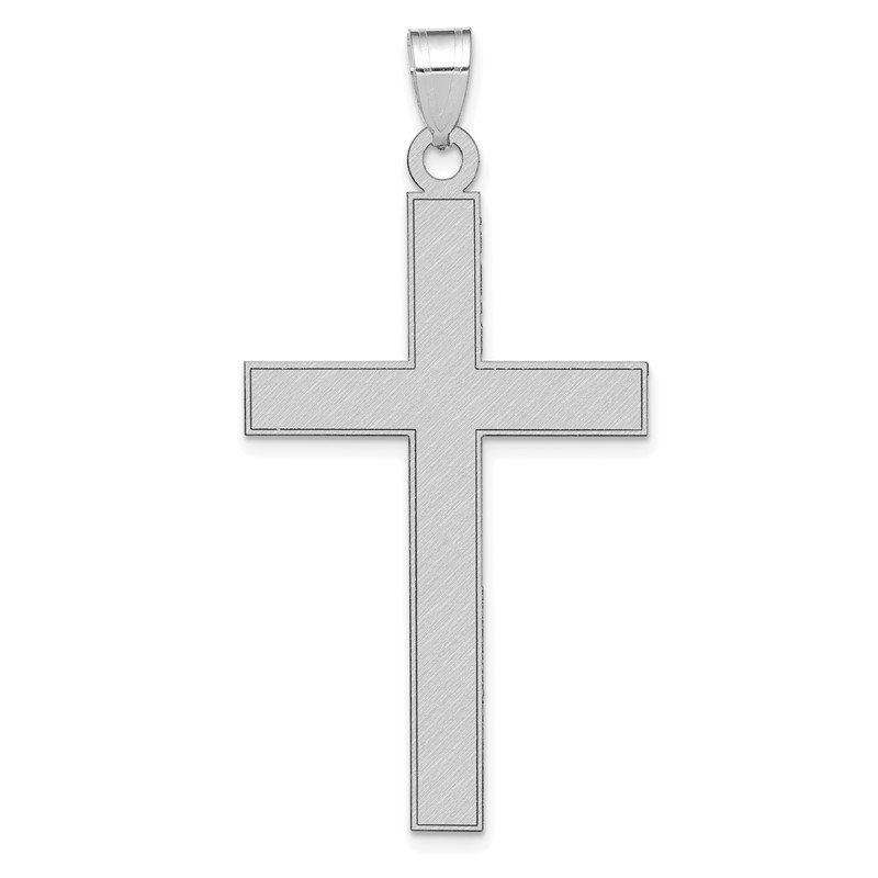 14k White Gold Florentine Satin Cross Pendant XWR12 - JM