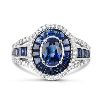 14K White Gold Blue Sapphire and Diamond 0.280cts Ring R12807SB6W4