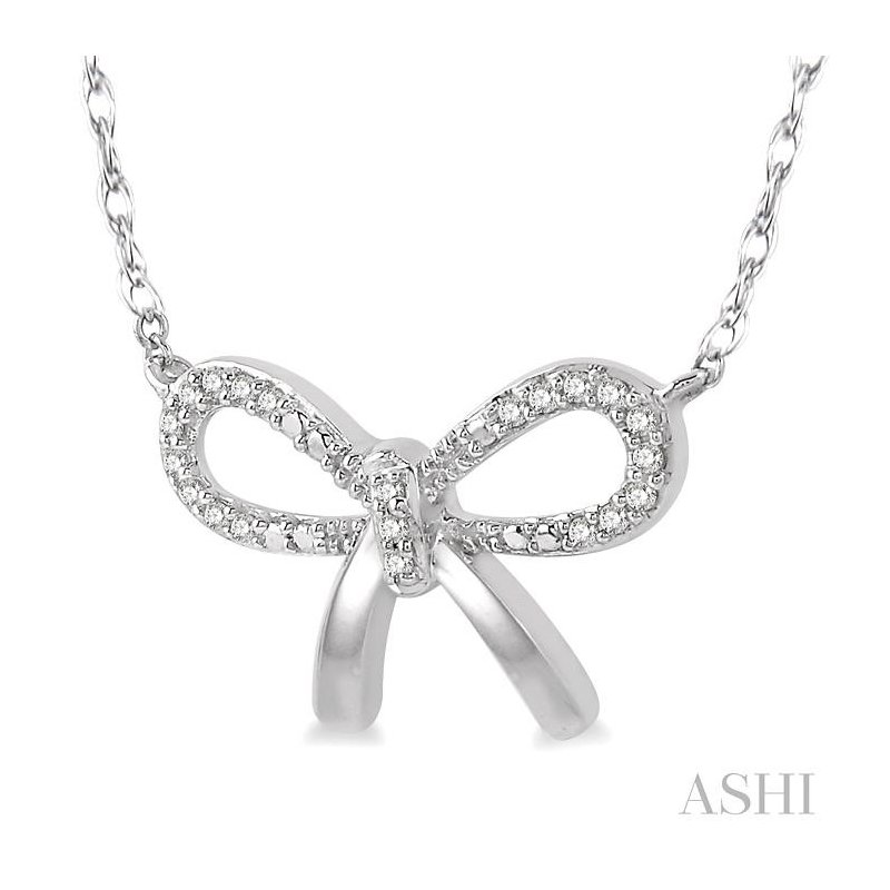 ASHI Bow Tie Diamond Fashion Necklace 98960SWTSNKWG