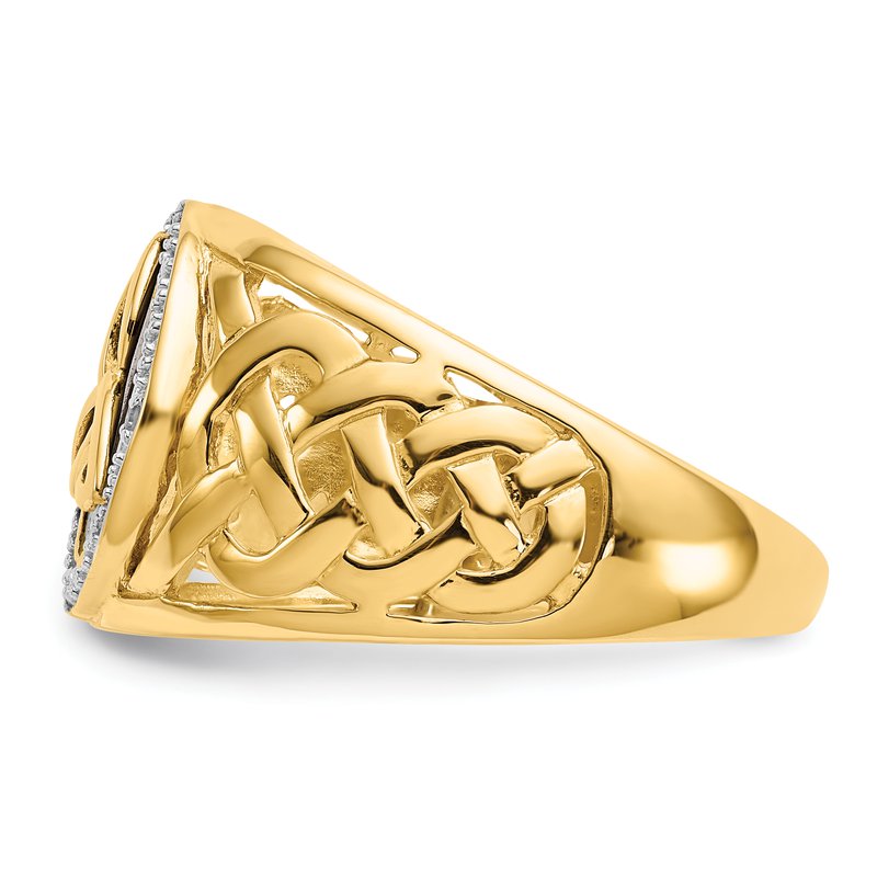 14k Gold and Rhodium Onyx Diamond Trinity Ring 14k Gold and Rhodium Onyx Diamond Trinity Ring