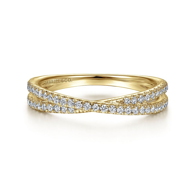 Gabriel Fashion 14K Yellow Gold Criss Cross Diamond