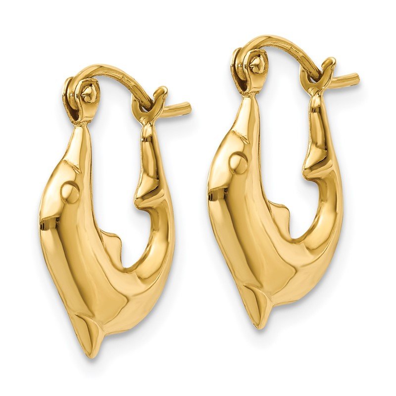 Quality Gold 14k Polished Dolphin Hoop Earrings E870 - Hoff