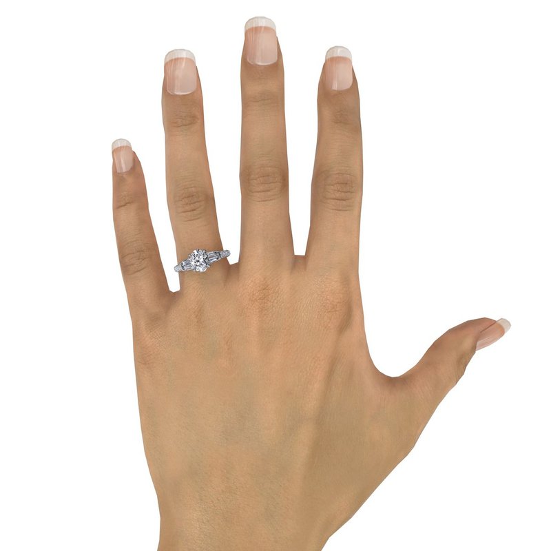 Oval Diamond Engagement Ring With Tapered Baguette Side Stones