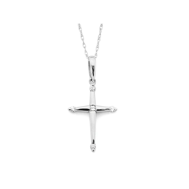 14K Gold .05 CTW Diamond Cross 18 14K Gold .05 CTW Diamond Cross 18