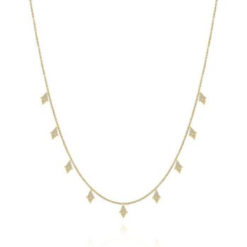 17.5inch 14K Yellow Gold Diamond Station Necklace NK5808Y45JJ