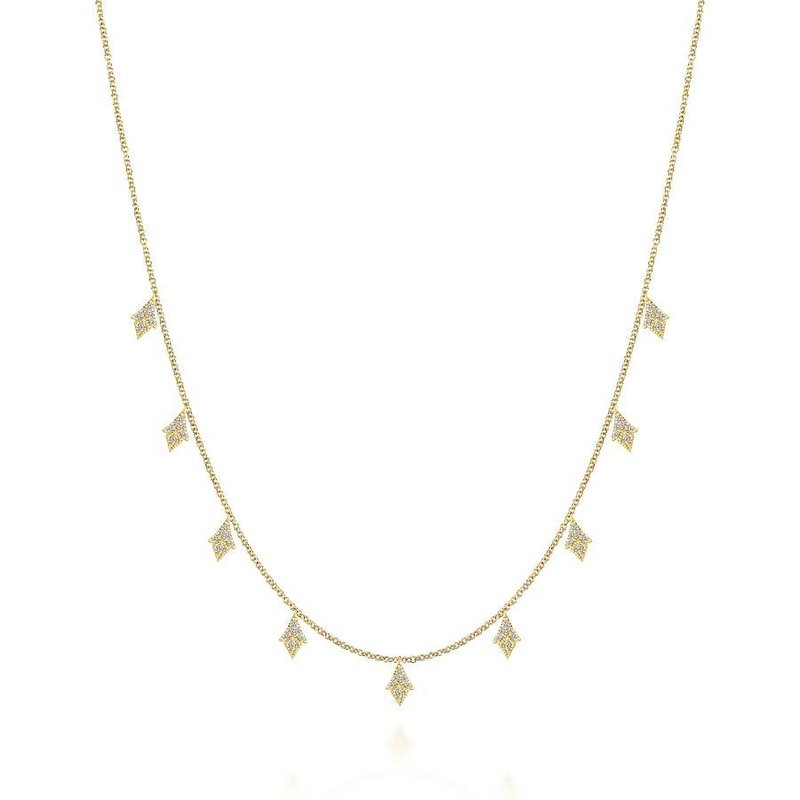 Gabriel Fashion 17.5inch 14K Yellow Gold Diamond Station Necklace