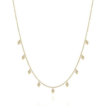 17.5inch 14K Yellow Gold Diamond Station Necklace NK5808Y45JJ