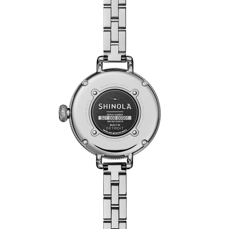 Shinola Watch: Birdy 3H 34mm, MOP Silver Bracelet S0120195479
