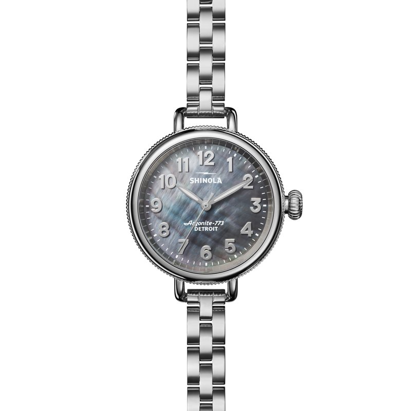 Shinola Watch: Birdy 3H 34mm, MOP Silver Bracelet S0120195479