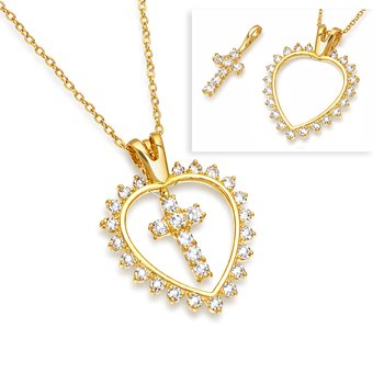 Interchangeable Cross-Heart Pendant L038-GD1561