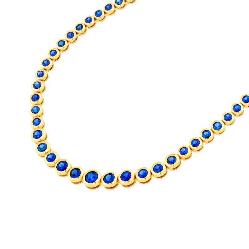 Midas Chain 4.0tcw Blue Sapphire Bezel Graduated Half Tennis
