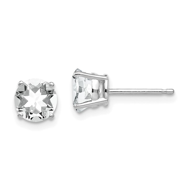 Quality Gold 14k White Gold 6mm Cubic Zirconia Earrings