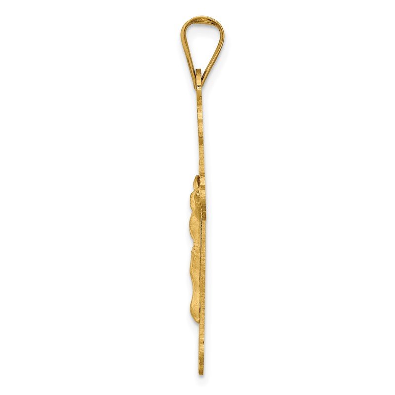 Quality Gold 14k Polished Satin and D/C Crucifix Pendant