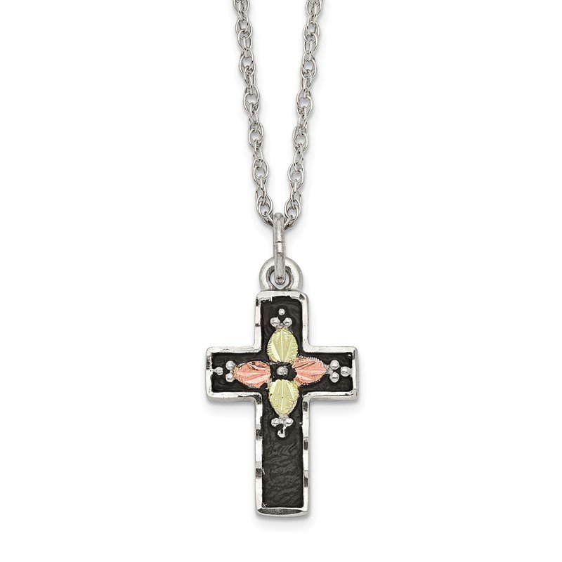 Landstrom's Mt. Rushmore Black Hills Sterling Silver w/12K Gold Flower Cross Necklace Landstrom's Mt. Rushmore Black Hills Sterling Silver w/12K Gold Flower Cross Necklace
