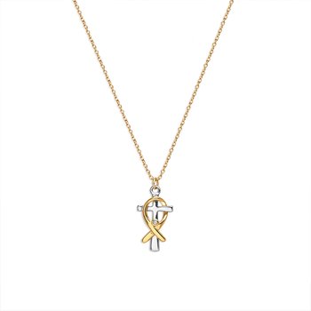 Two-Tone Cross Pendant Z124-LN4176