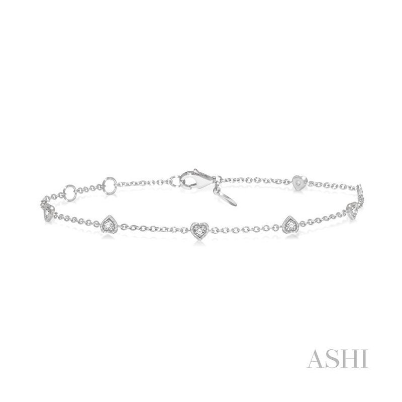ASHI Heart Shape Diamond Station Chain Bracelet 706C0CGTGWG