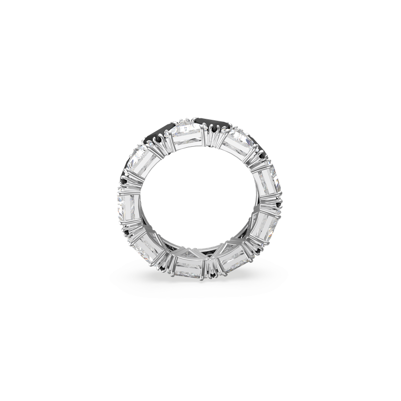 Swarovski Ortyx cocktail ring, Triangle cut, Black, Rhodium