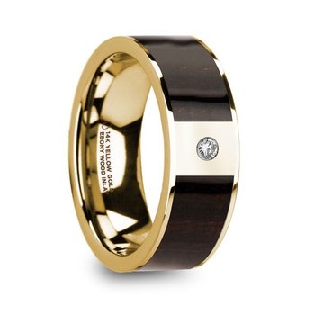 Thorsten Rings MAHAIL Men' Polished 14k Rose Gold & Zebra Wood