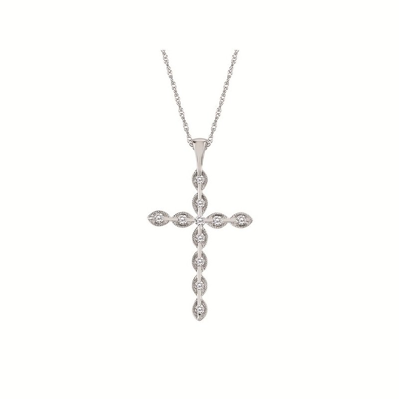 14K Gold .05 CTW Diamond Cross 18 14K Gold .05 CTW Diamond Cross 18