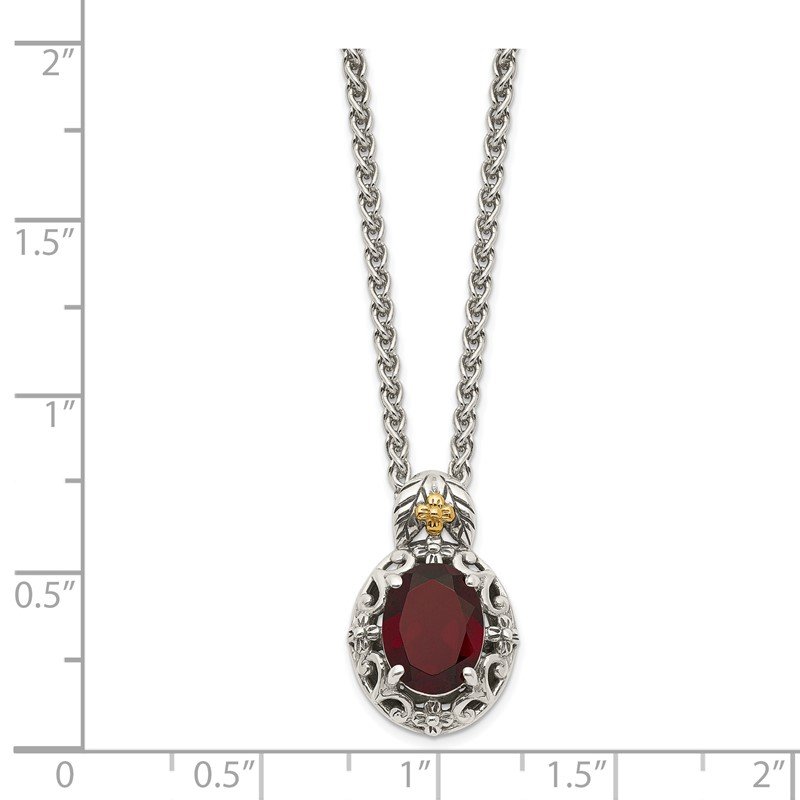 Garnet Pendant Sterling Silver and Gold Plated Shey Couture Pendant 18 