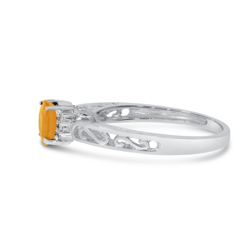 14K Yellow Gold Oval Citrine & Diamond Ring – 7x5mm Natural Citrine, 0.64ct Total Weight – Size 9.5, Gift Box Included