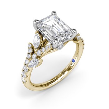 Emerald Cut Vine-Inspired Engagement Ring S4404