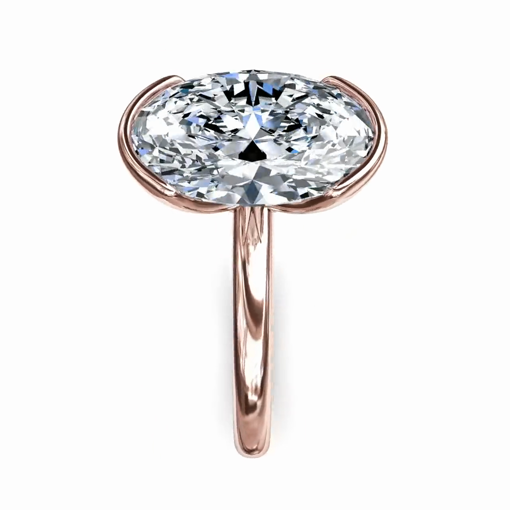 Fana Jewelry Half Bezel Oval Diamond Engagement Ring S4361