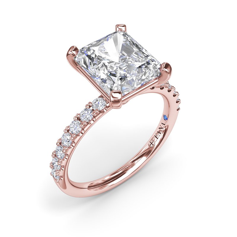 Three-Stone Round Diamond Halo Engagement Ring S3314 - Fana