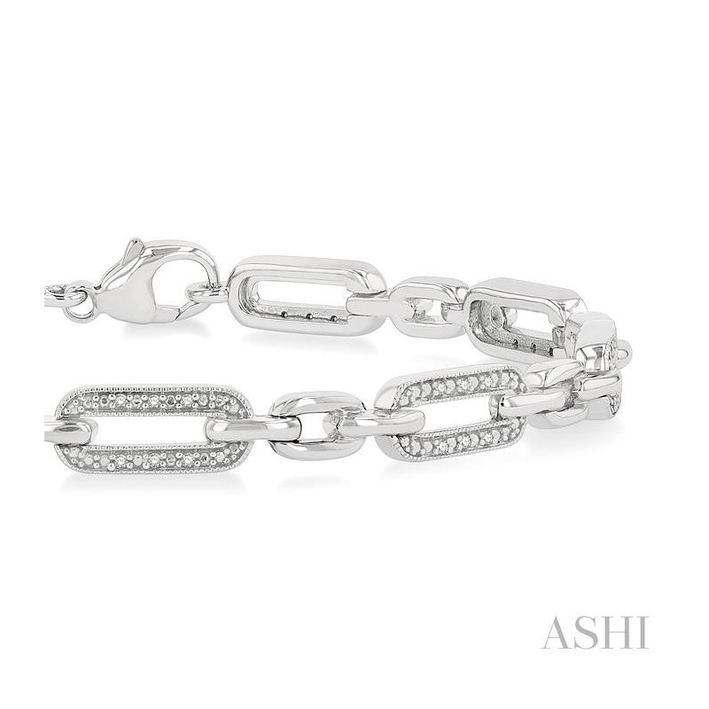 ASHI Silver Paperclip Diamond Fashion Bracelet 88868CGSSSLTB