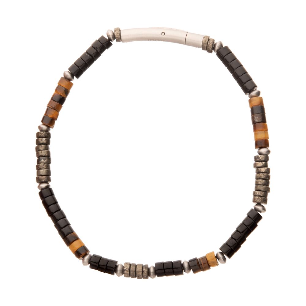 INOX Jewelry Pyro Sentinel (Onyx / Pyrite / Tiger-eye) Heishi Bead