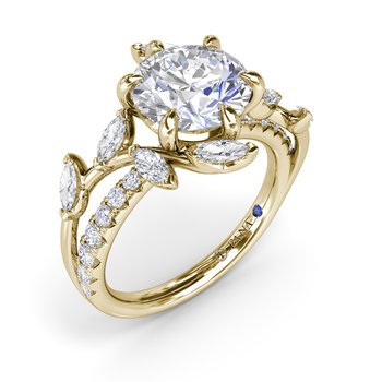 Vine-Inspired Split Round Diamond Engagement Ring S4412