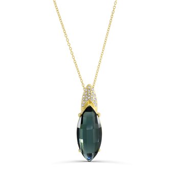 Elegant Blue Almond-Shaped Pendant Necklace M500-CA-00449
