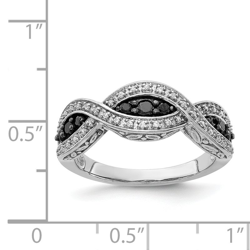 14k White Gold White and Black Diamond Twist Ring
